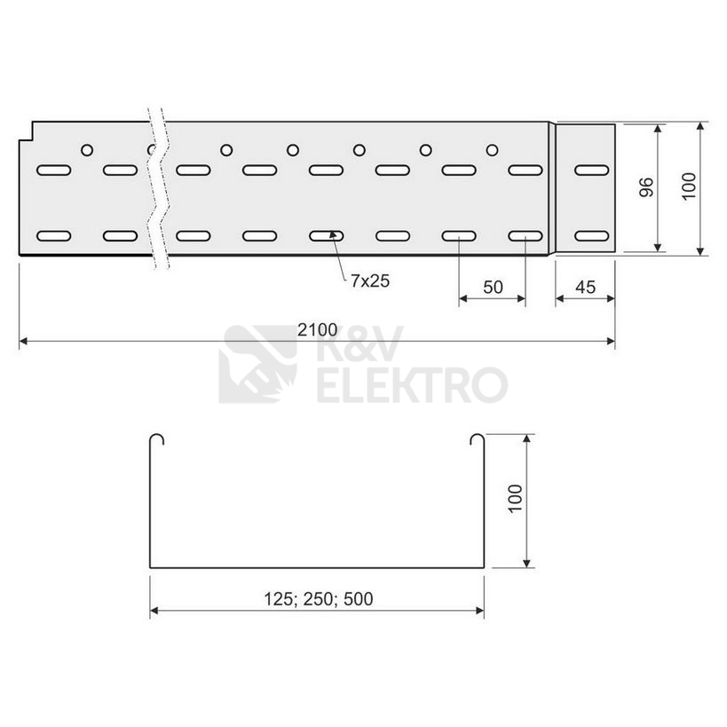 Obrázek produktu Kabelový žlab s integrovanou spojkou KOPOS Mars NKZI 100X250X0,70 S (2m) 3