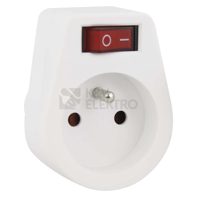 Obrázek produktu Zásuvka průběžná s vypínačem EMOS NFS-034 P0027 spínaná fáze bílá 1