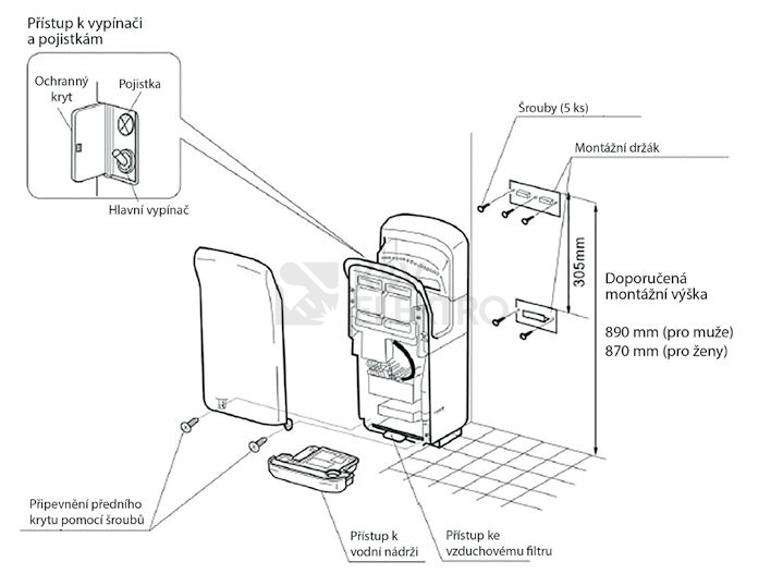 Obrázek produktu Automatický osoušeč rukou SIKU OB 115 2050W tryskový bílý 2