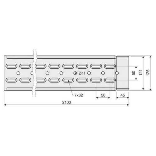 Kabelový žlab s integrovanou spojkou KOPOS Mars NKZI 100X125X0,70 S (2m) (obrázek 3)
