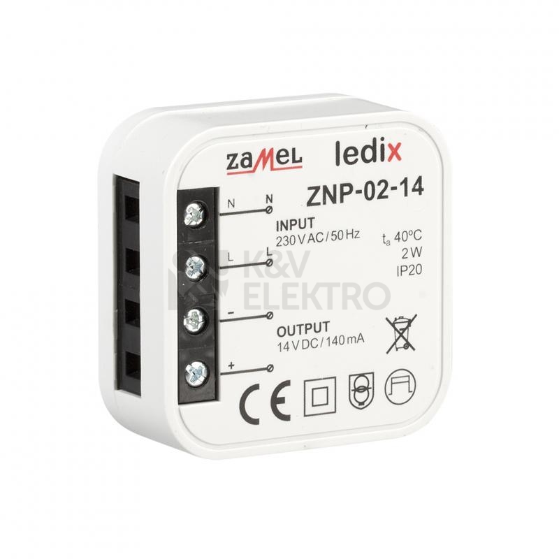 Obrázek produktu LED napájecí zdroj ZAMEL ZNP-02-14 do krabice 14VDC 2W 0