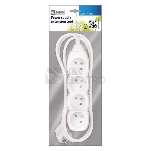 Obrázek produktu Prodlužovací kabel EMOS P0411 1,5m/4zásuvky bílá 1902040150 1