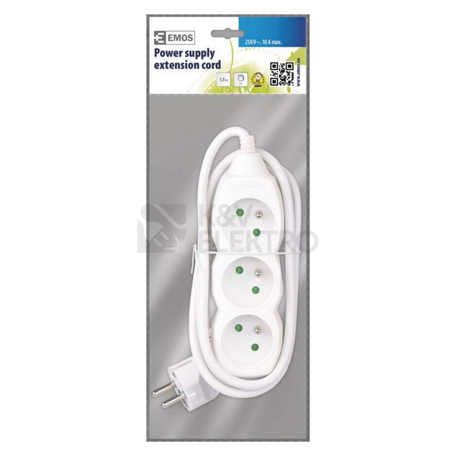 Obrázek produktu Prodlužovací kabel EMOS 1,5m/3zásuvky bílá P0311 1902030150 2