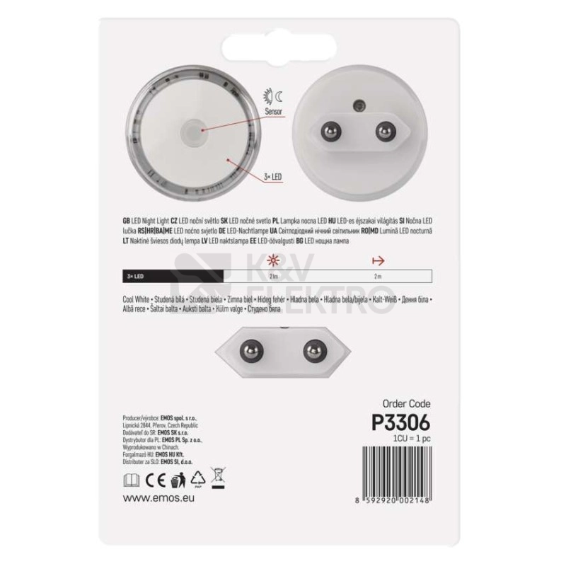 Obrázek produktu Noční světlo s fotosenzorem do zásuvky EMOS ENM100 P3306 12