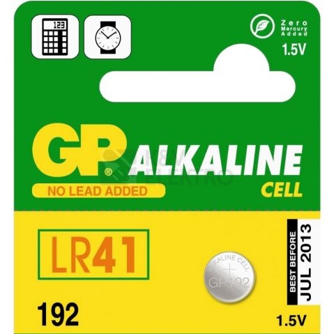 Obrázek produktu Knoflíková baterie GP LR41 192 alkalická 1ks 1041019211 blistr 0