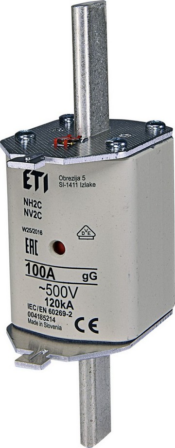 Nožová pojistka PNA2 100A ETI NV2 C GL-GG kombi 500V 004185214