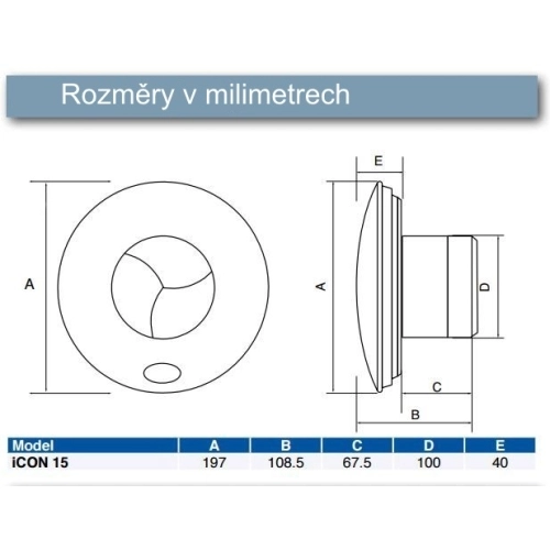 Axiální koupelnový ventilátor s automatickou žaluzií Airflow Icon 15 ECO (obrázek 4)