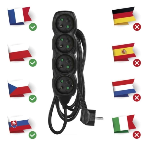 Prodlužovací kabel EMOS 3m/4zásuvky černá PC0413 1902240300 (obrázek 3)