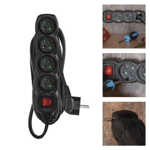 Prodlužovací kabel EMOS 5m/4zásuvky s vypínačem černá PC1415 1902340500 (obrázek 3)