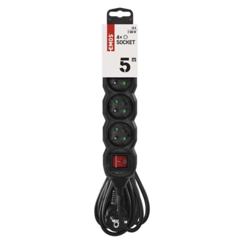Prodlužovací kabel EMOS 5m/4zásuvky s vypínačem černá PC1415 1902340500 (obrázek 4)