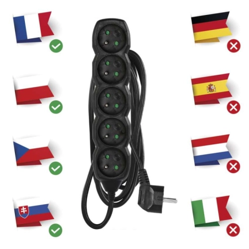 Prodlužovací kabel EMOS 3m/5zásuvek černá PC0513 1902250300 (obrázek 3)