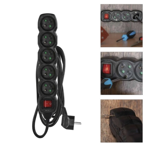 Prodlužovací kabel EMOS 3m/5zásuvek s vypínačem černá PC1513 1902350300 (obrázek 3)