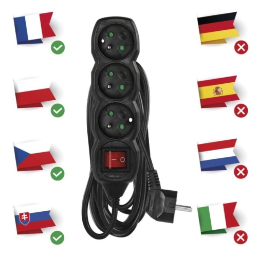 Prodlužovací kabel EMOS 5m/3zásuvky s vypínačem černá PC1315 1902330500 (obrázek 5)