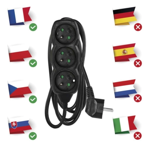 Prodlužovací kabel EMOS 1,5m/3zásuvky černá PC0311 1902230160 (obrázek 3)