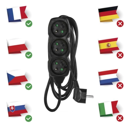 Prodlužovací kabel EMOS 3m/3zásuvky černá PC0313 1902230300 (obrázek 3)