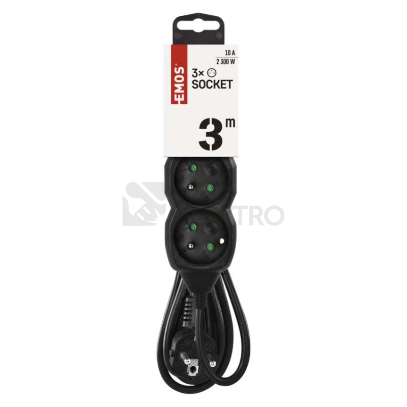 Obrázek produktu Prodlužovací kabel EMOS 3m/3zásuvky černá PC0313 1902230300 1