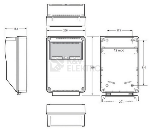 Obrázek produktu Rozvodnice nástěnná Famatel AcquaCOMBI 3959 IP65 12M s montážním prostorem 1