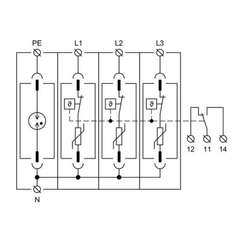 Svodič přepětí SPD typ 1+2 PIVM12,5-275 DS/3+1 Vseries (obrázek 4)