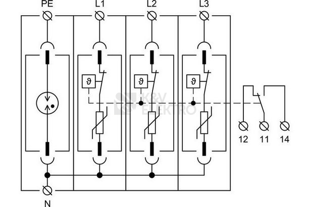 Obrázek produktu Svodič přepětí SPD typ 1+2 PIVM12,5-275 DS/3+1 Vseries 3