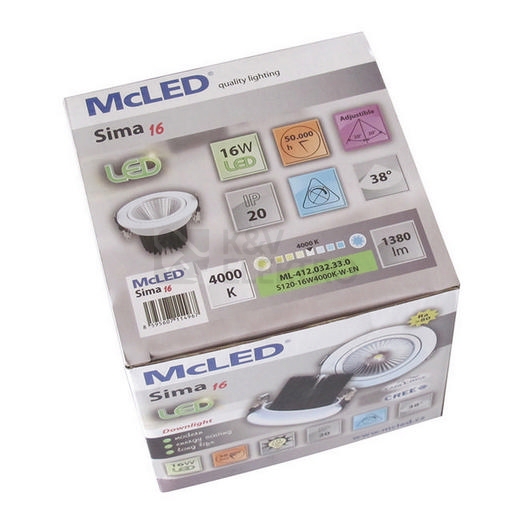 Obrázek produktu Podhledové LED svítidlo Sima 16 16W 4000K ML-412.032.33.0 1