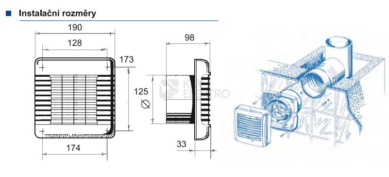 Obrázek produktu Axiální koupelnový ventilátor s automatickou žaluzií Blauberg AUTO 125 1