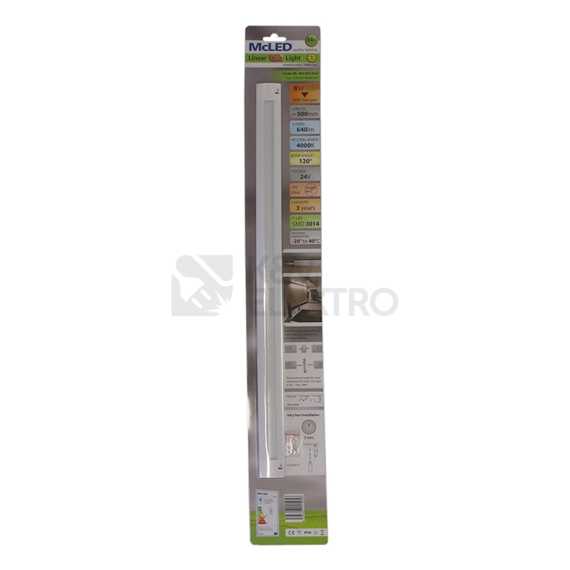 Obrázek produktu LED svítidlo lineární McLED 8W 500mm 4000K neutrální bílá 24V ML-443.002.35.0 4