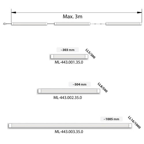 LED svítidlo McLED 16W 4000K neutrální bílá 24V délka 1005mm ML-443.003.35.0