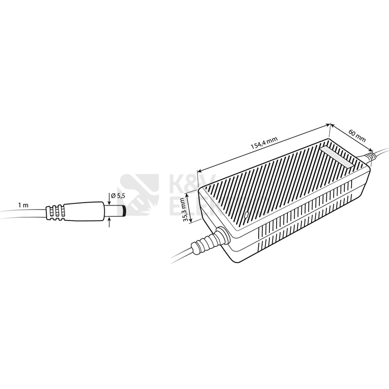 Obrázek produktu LED napájecí zdroj McLED 12VDC 8A 96W ML-732.068.11.0 souosý konektor 5,5mm 5