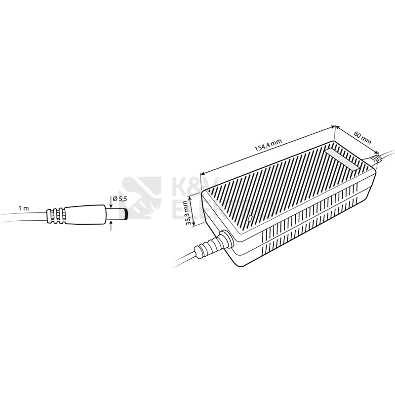 Obrázek produktu LED napájecí zdroj McLED 12VDC 8A 96W ML-732.068.11.0 souosý konektor 5,5mm 5