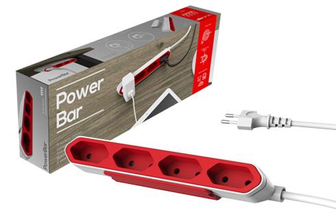 POWERCUBE POWERBAR Prodlužovací přívod 4Z/1,5M červená