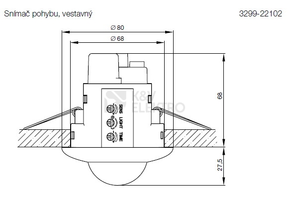 Obrázek produktu  ABB pohybové čidlo 3299-22102 vestavné bílá 1