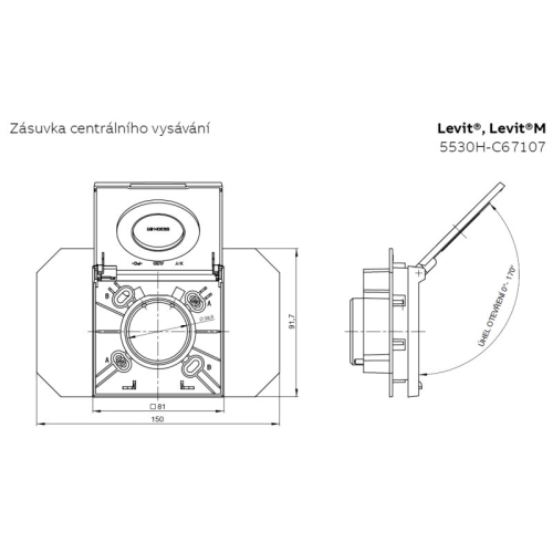 ABB Levit zásuvka centrálního vysávání bílá/kouřová černá 5530H-C67107 62