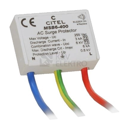 Obrázek produktu Svodič přepětí pod zásuvku CITEL MSB6-400 561302 akustická signalizace 0