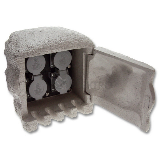 Obrázek produktu Zahradní zásuvkový sloupek/kámen Ecolite STONE 4 šedá 4x zásuvka XSTA-224G 0