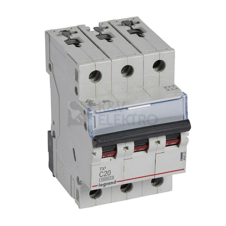 Obrázek produktu Jistič Legrand TX3 3P C20 10kA 404223 0