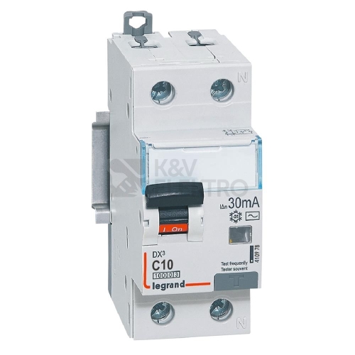 Proudový chránič s jističem Legrand DX3 1P+N C10 30mA AC 10kA 410978