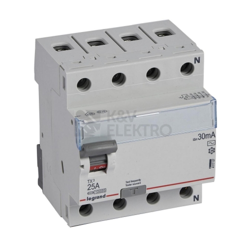 Proudový chránič Legrand TX3 4P 25A 30mA AC 411707