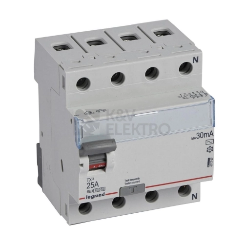 Proudový chránič Legrand TX3 4P 25A 30mA AC 411707
