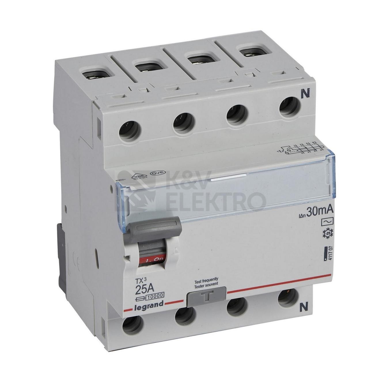 Obrázek produktu Proudový chránič Legrand TX3 4P 25A 30mA AC 411707 0