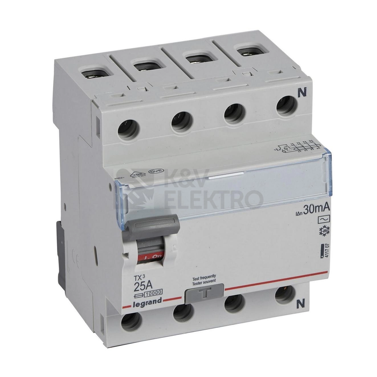 Obrázek produktu Proudový chránič Legrand TX3 4P 25A 30mA AC 411707 0