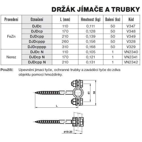 Držák jímače a trubky TREMIS DJDcppp V328