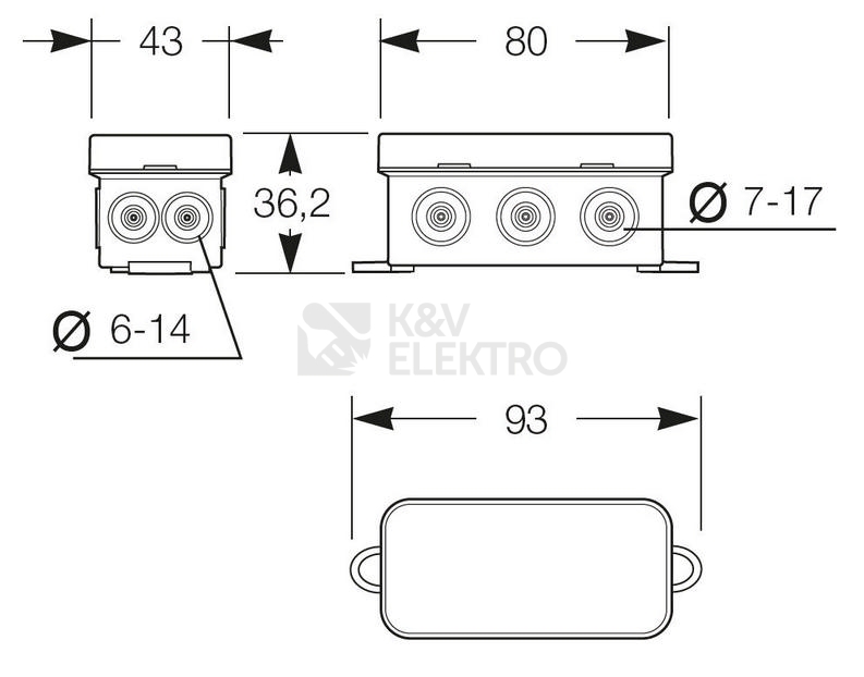 Obrázek produktu Krabice Famatel K6 IP54 80x43x36mm 5003 1