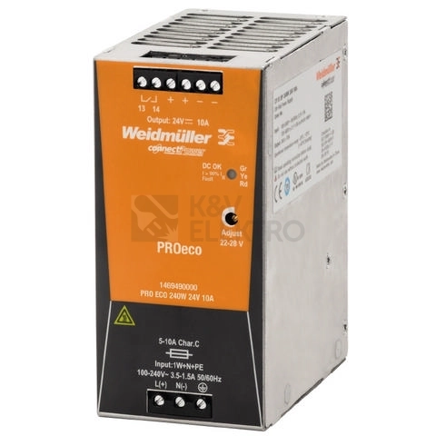 Obrázek produktu Spínaný napájecí zdroj Weidmüller PROeco 240W 24V 10A 1469490000 0