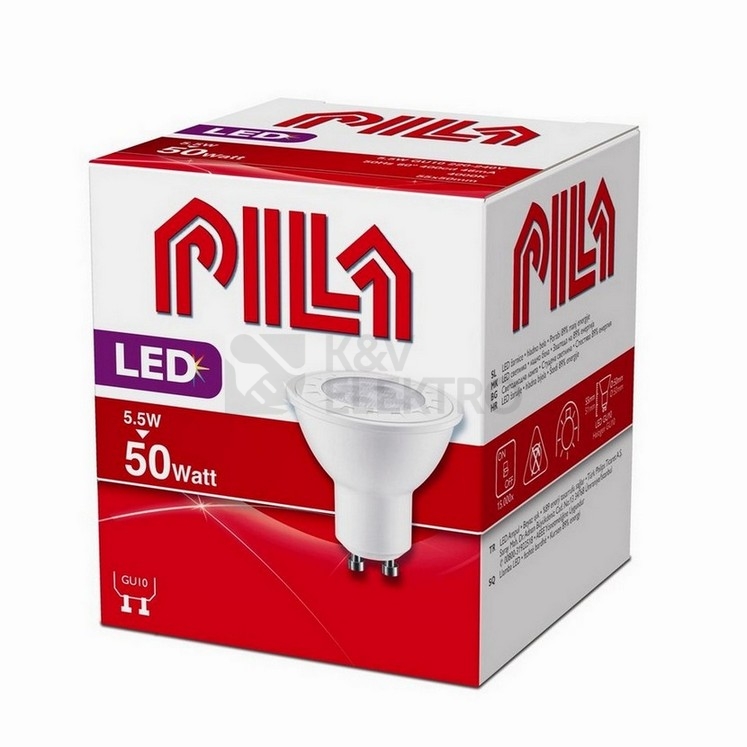 Obrázek produktu LED žárovka GU10 PILA MV 4,7W (50W) neutrální bílá (4000K), reflektor 60° 1