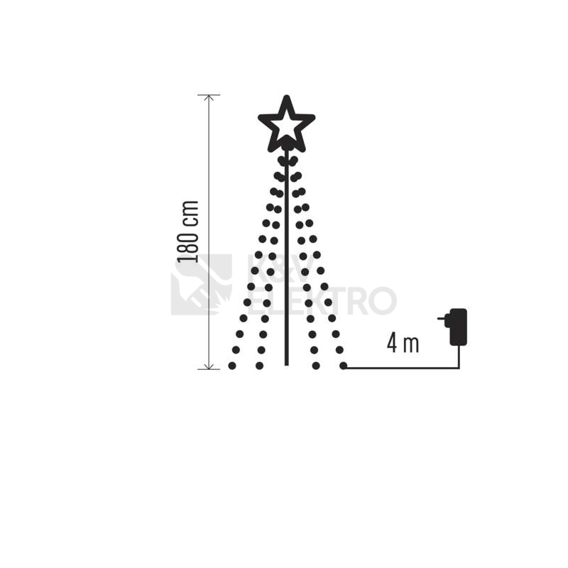 Obrázek produktu  LED vánoční kovový strom 180cm venkovní EMOS ZY2259 DCTC02 230V studená bílá s časovačem 7