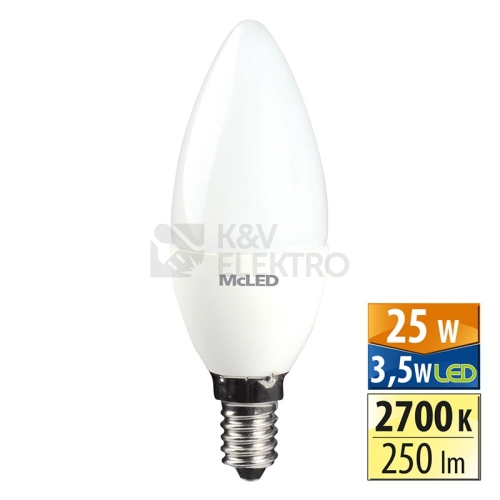 LED žárovka E14 McLED 3,5W (25W) teplá bílá (2700K) svíčka ML-323.004.99.0
