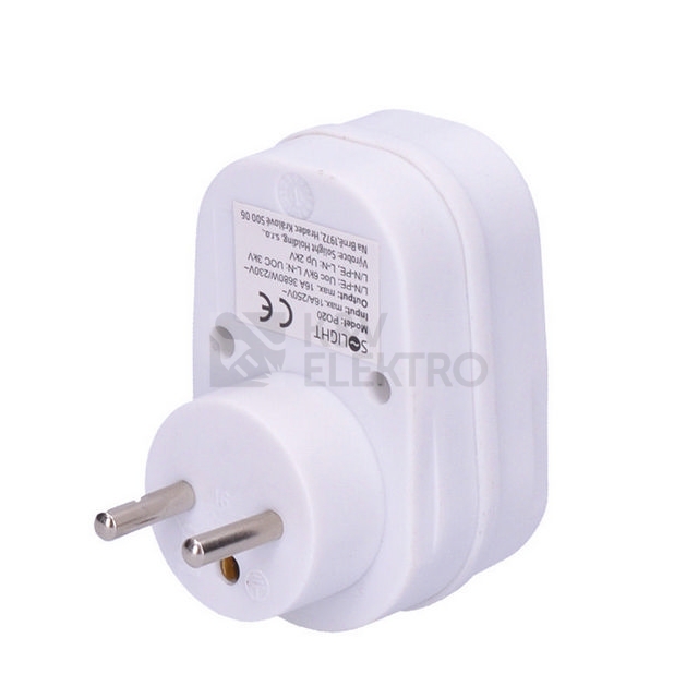 Obrázek produktu Přepěťová ochrana do zásuvky 236J 1 zásuvka kontrolka Solight PO20 4