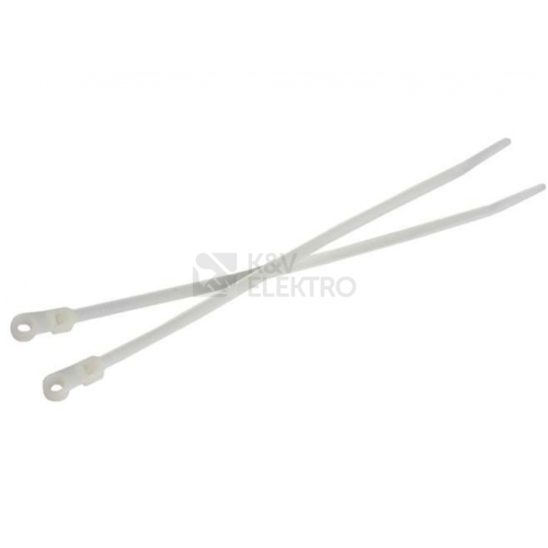 Stahovací pásky Elematic 52200-S bílé (4,8x200) (100ks) s otvorem pro šroub