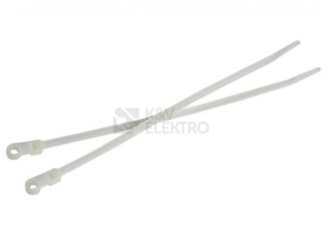 Obrázek produktu  Stahovací pásky Elematic 52200-S bílé (4,8x200) (100ks) s otvorem pro šroub 0