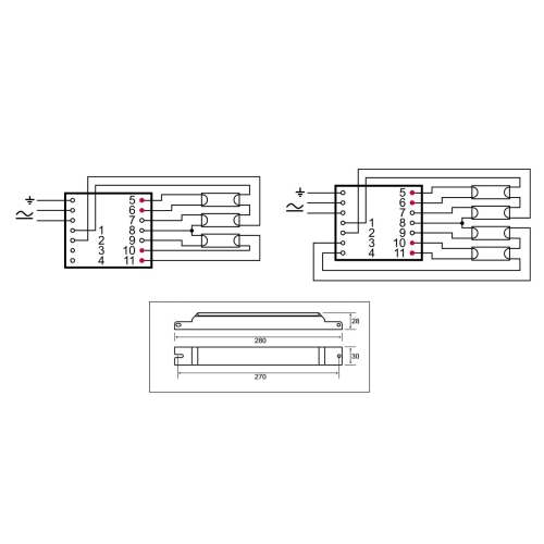 Elektronický předřadník Helvar EL 3/4×18 NGN pro zářivky T8 (18 W)